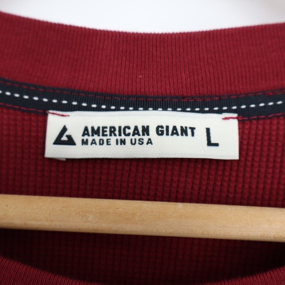 American Giant Thermal T-Shirt Womens L Maroon Long Sleeve Crew Neck Round Hem - Picture 4 of 7